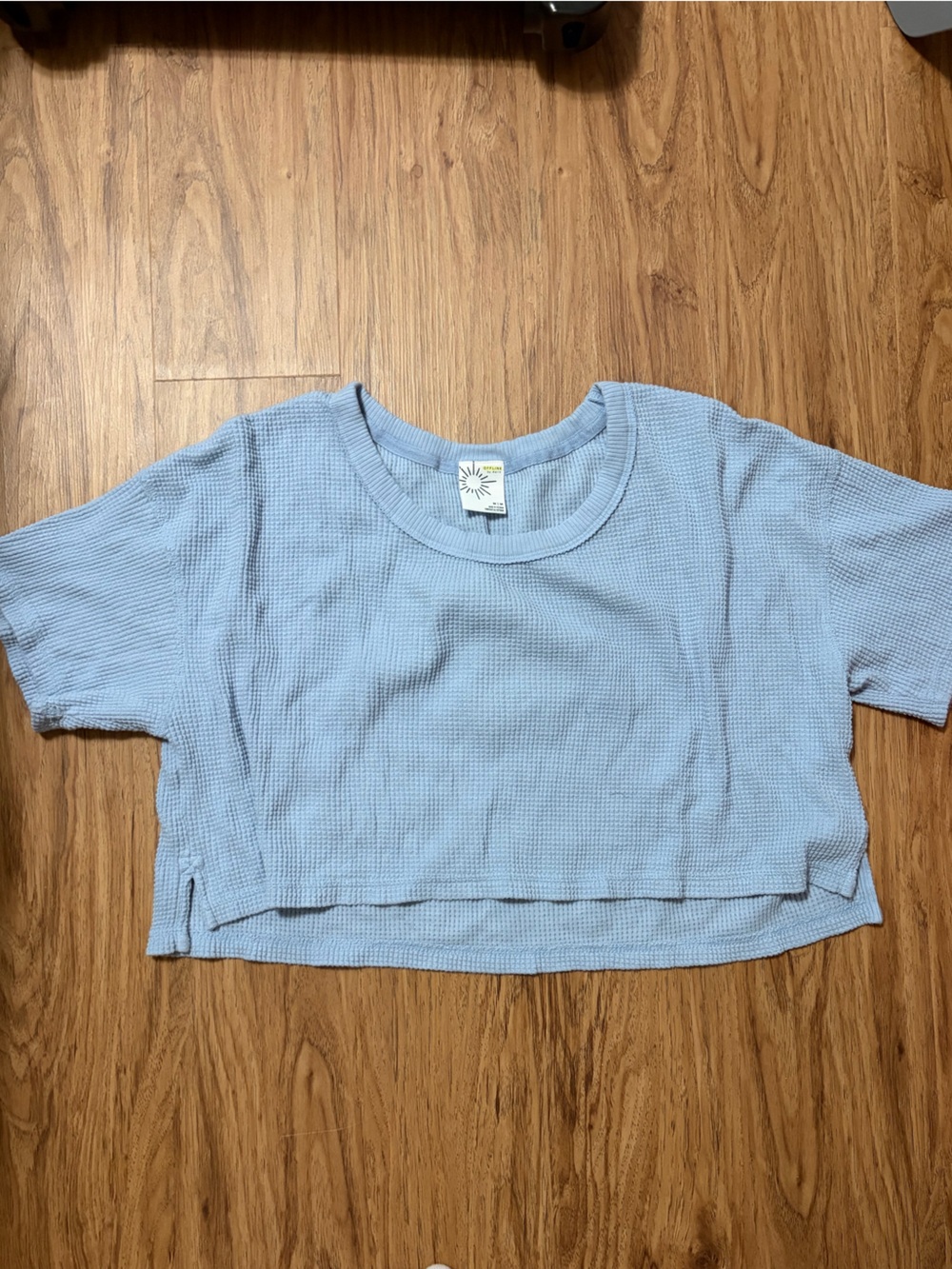 Light Blue Waffle Knit Crop Top